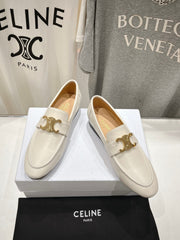 TRIOMPHE LOAFER IN WHITE SMOOTH CALFSKIN GOLD HARDWARE