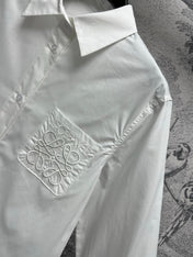 Loewe Logo Embroidered Shirt White Cotton