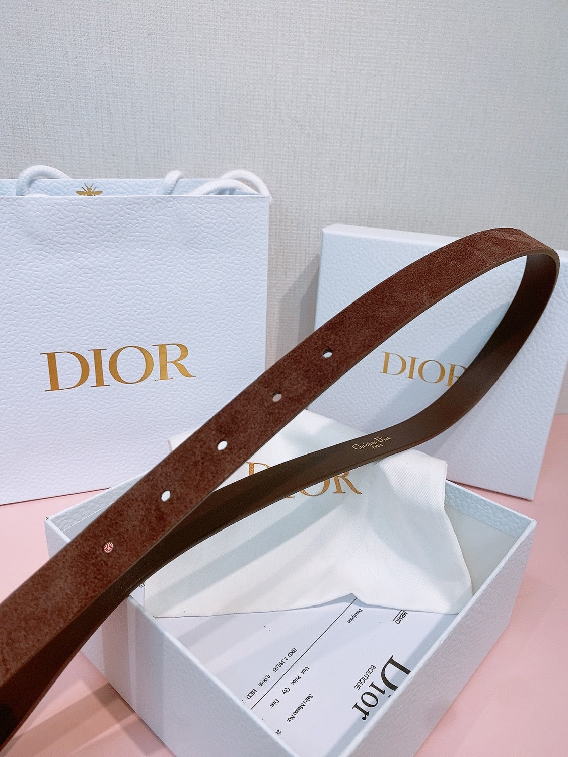 DIOR 26S BELT 20 MM IN DARK BROWN SUEDE 635760