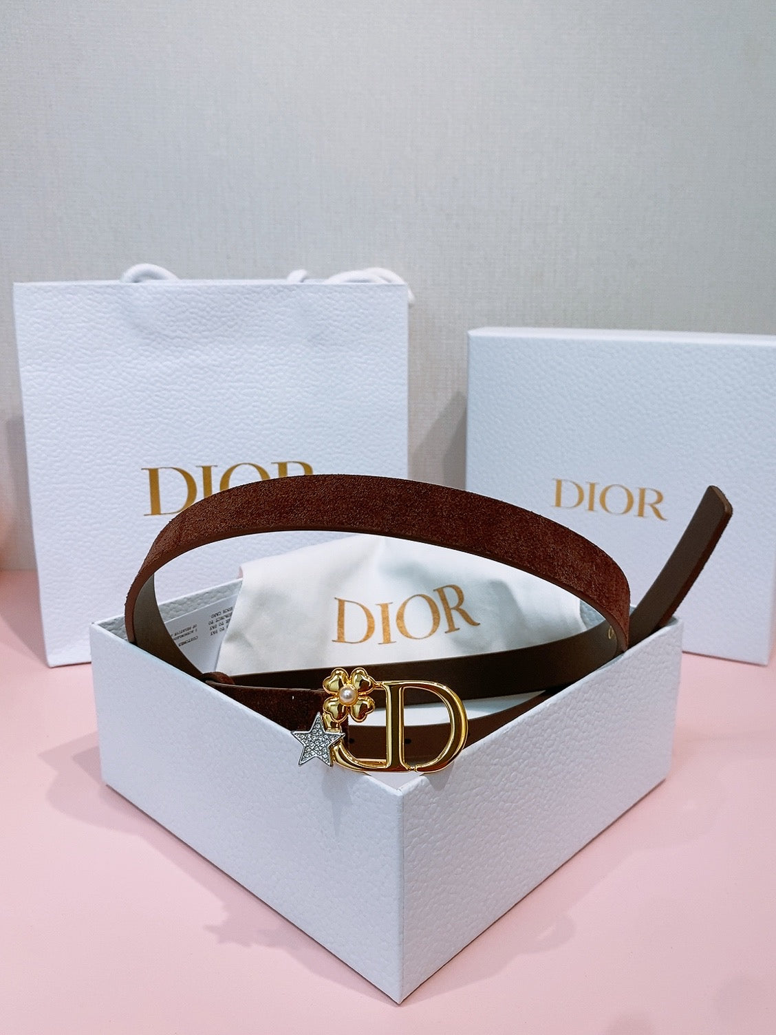 DIOR 26S BELT 20 MM IN DARK BROWN SUEDE 635760