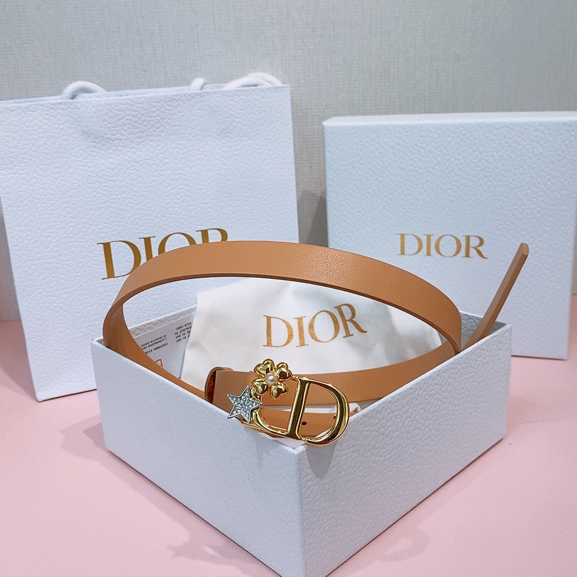 DIOR 26S BELT 20 MM IN CAMEL CALFSKIN 635752