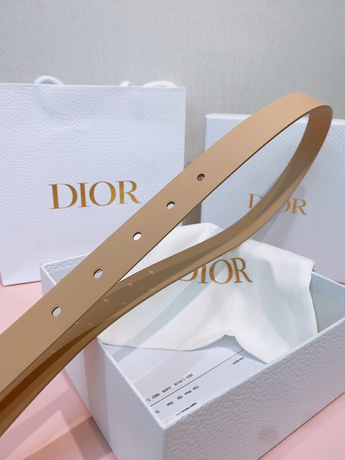 DIOR 26S BELT 20 MM IN BEIGE CALFSKIN 635753