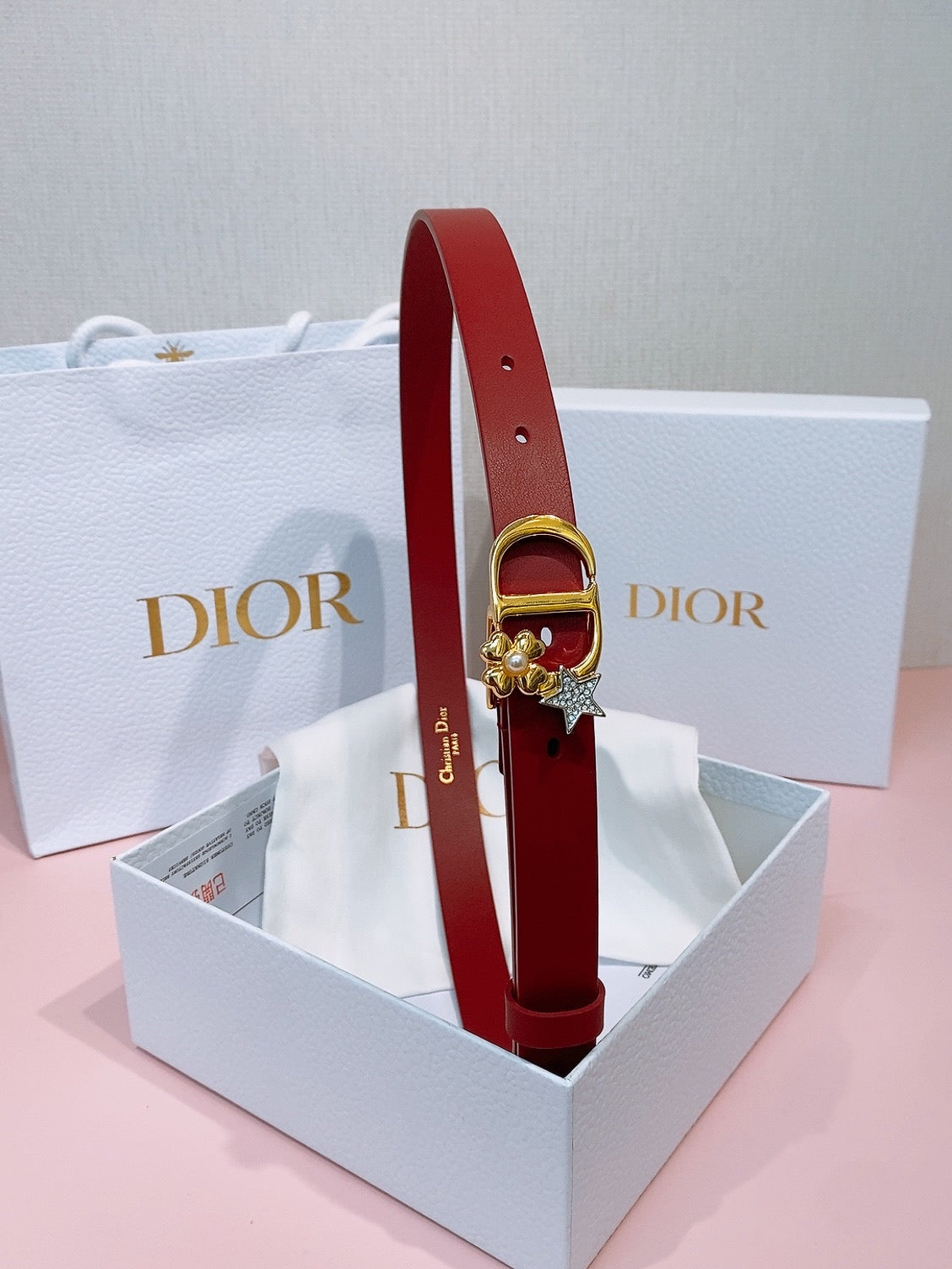 DIOR 26S BELT 20 MM IN DARK RED CALFSKIN 635754