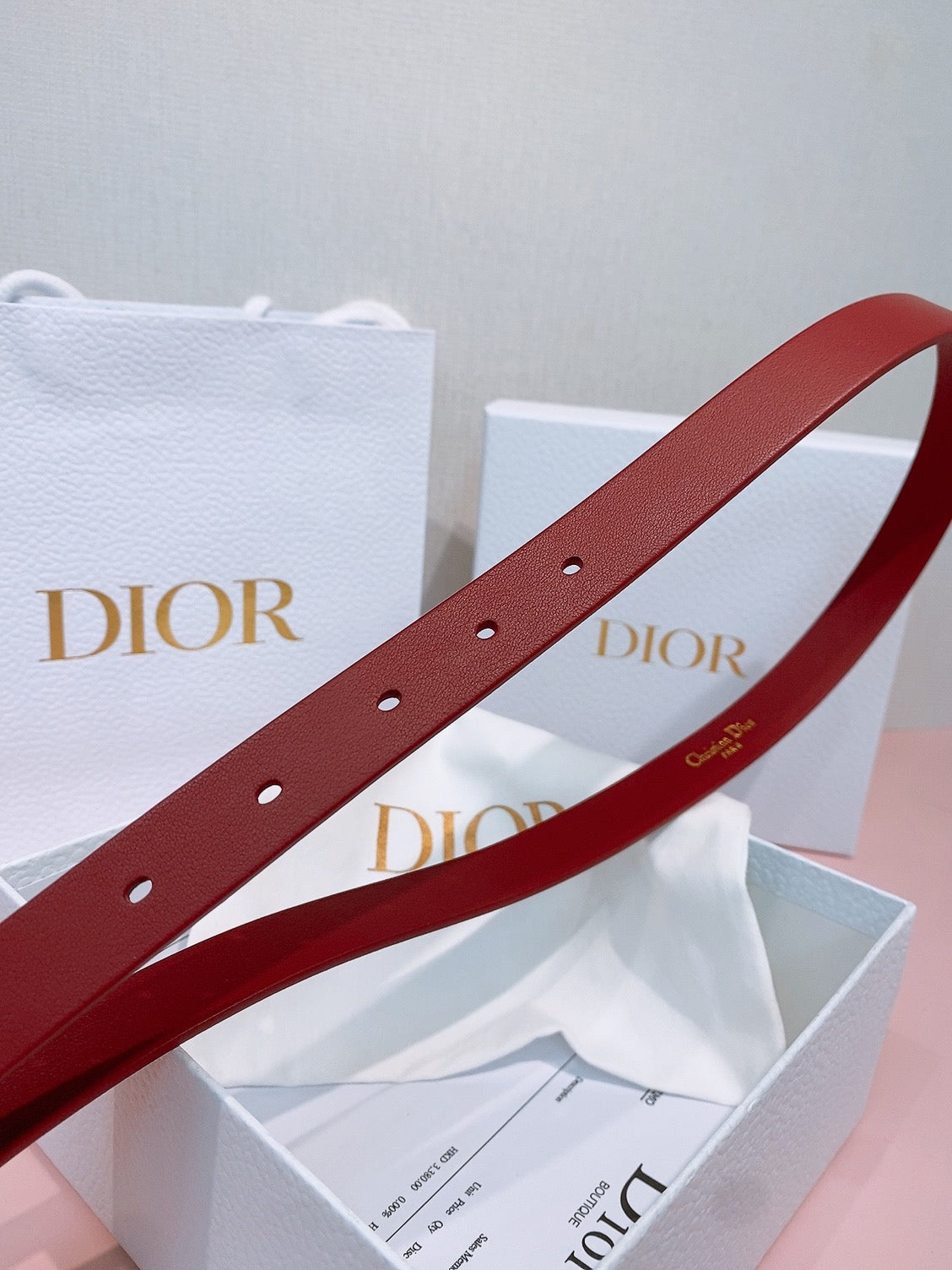 DIOR 26S BELT 20 MM IN DARK RED CALFSKIN 635754