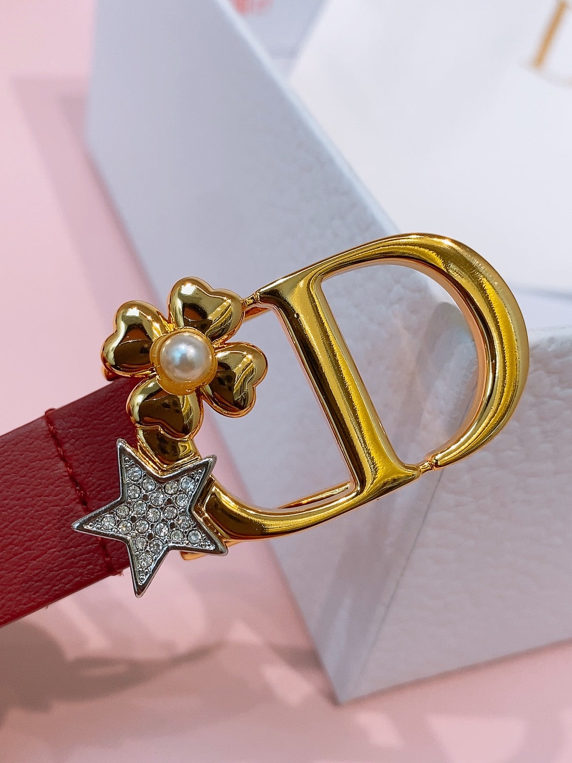 DIOR 26S BELT 20 MM IN DARK RED CALFSKIN 635754