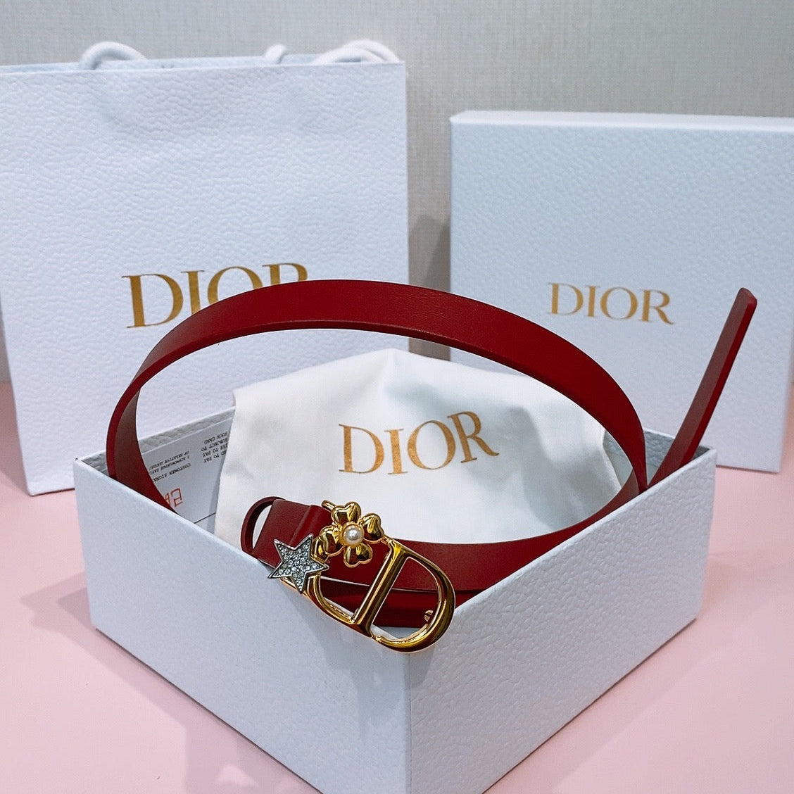 DIOR 26S BELT 20 MM IN DARK RED CALFSKIN 635754