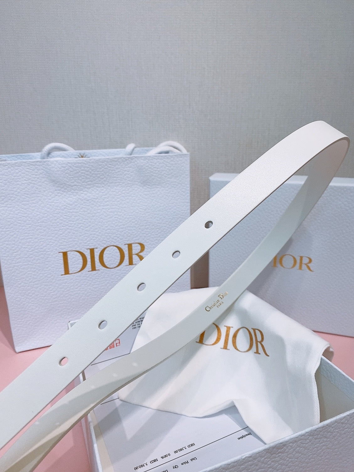 DIOR 26S BELT 20 MM IN WHITE CALFSKIN 635755
