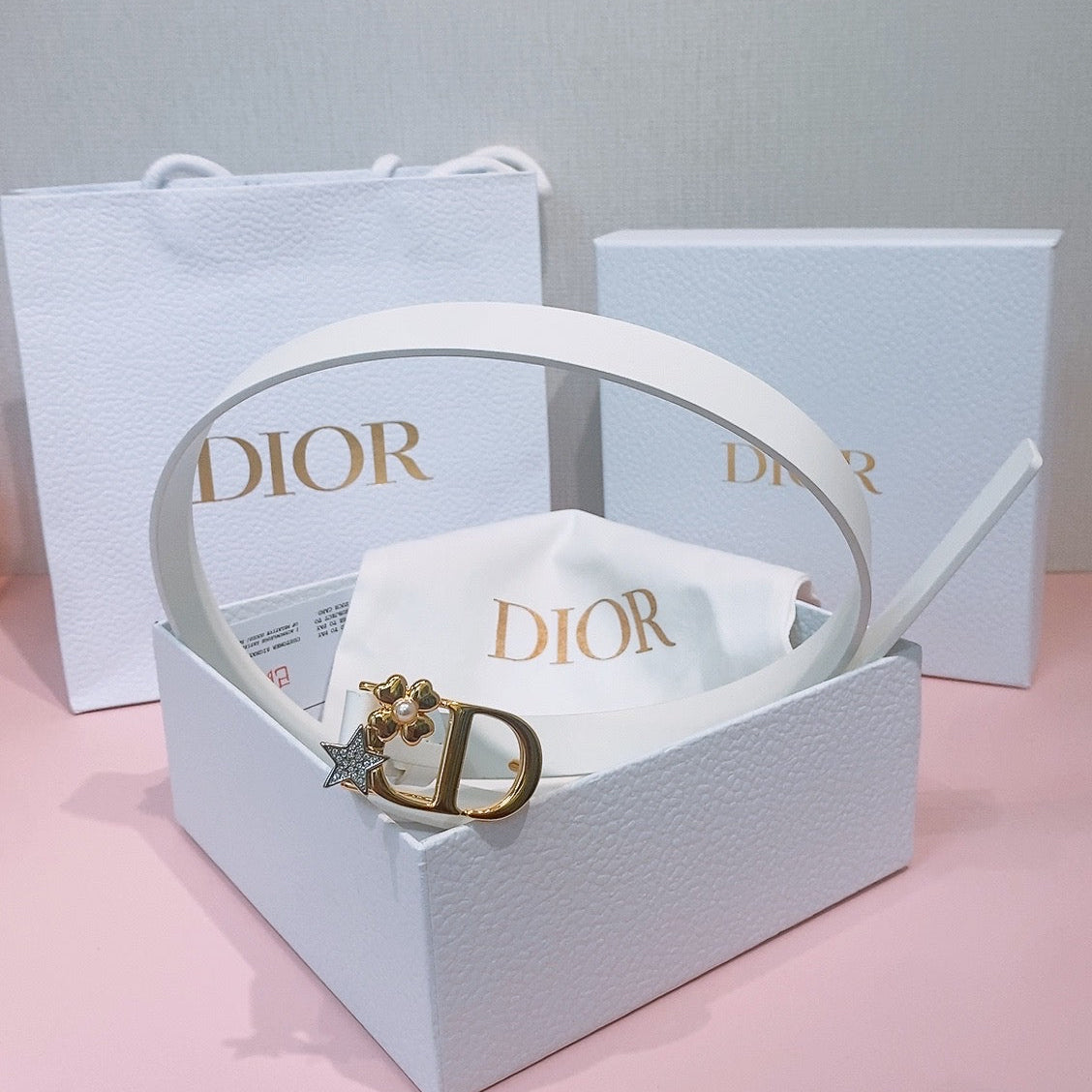 DIOR 26S BELT 20 MM IN WHITE CALFSKIN 635755