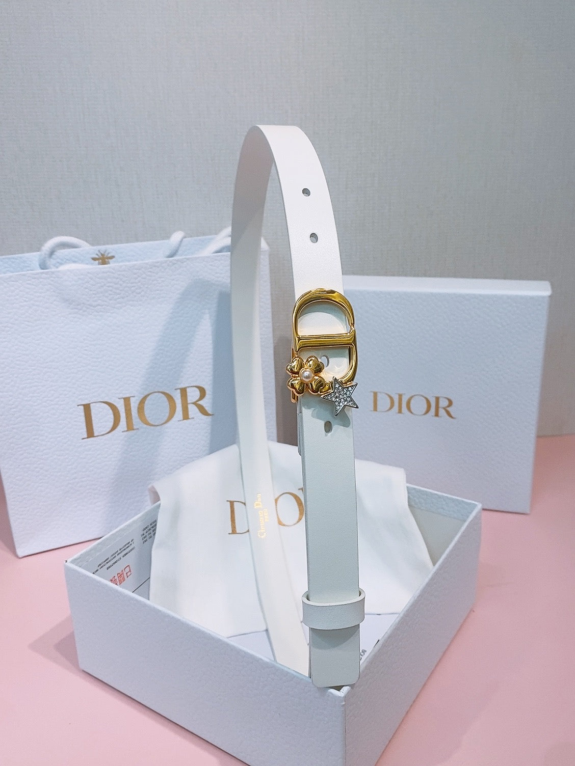 DIOR 26S BELT 20 MM IN WHITE CALFSKIN 635755