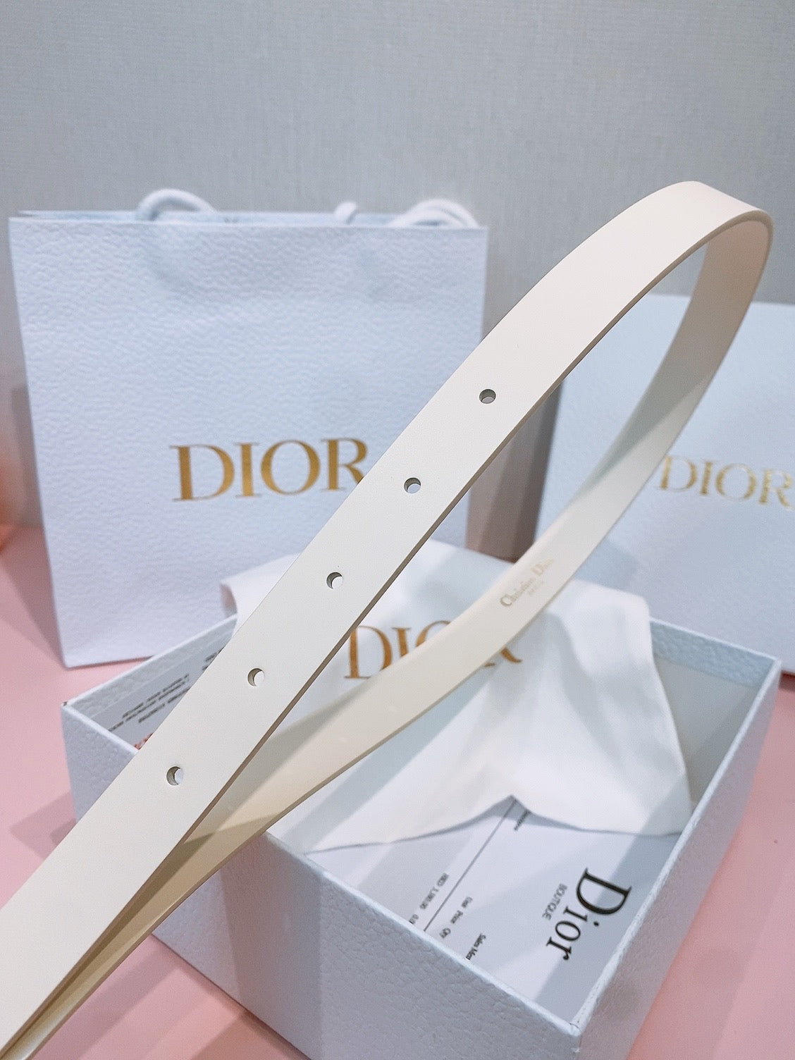 DIOR 26S BELT 20 MM IN CREAM WHITE CALFSKIN 635756