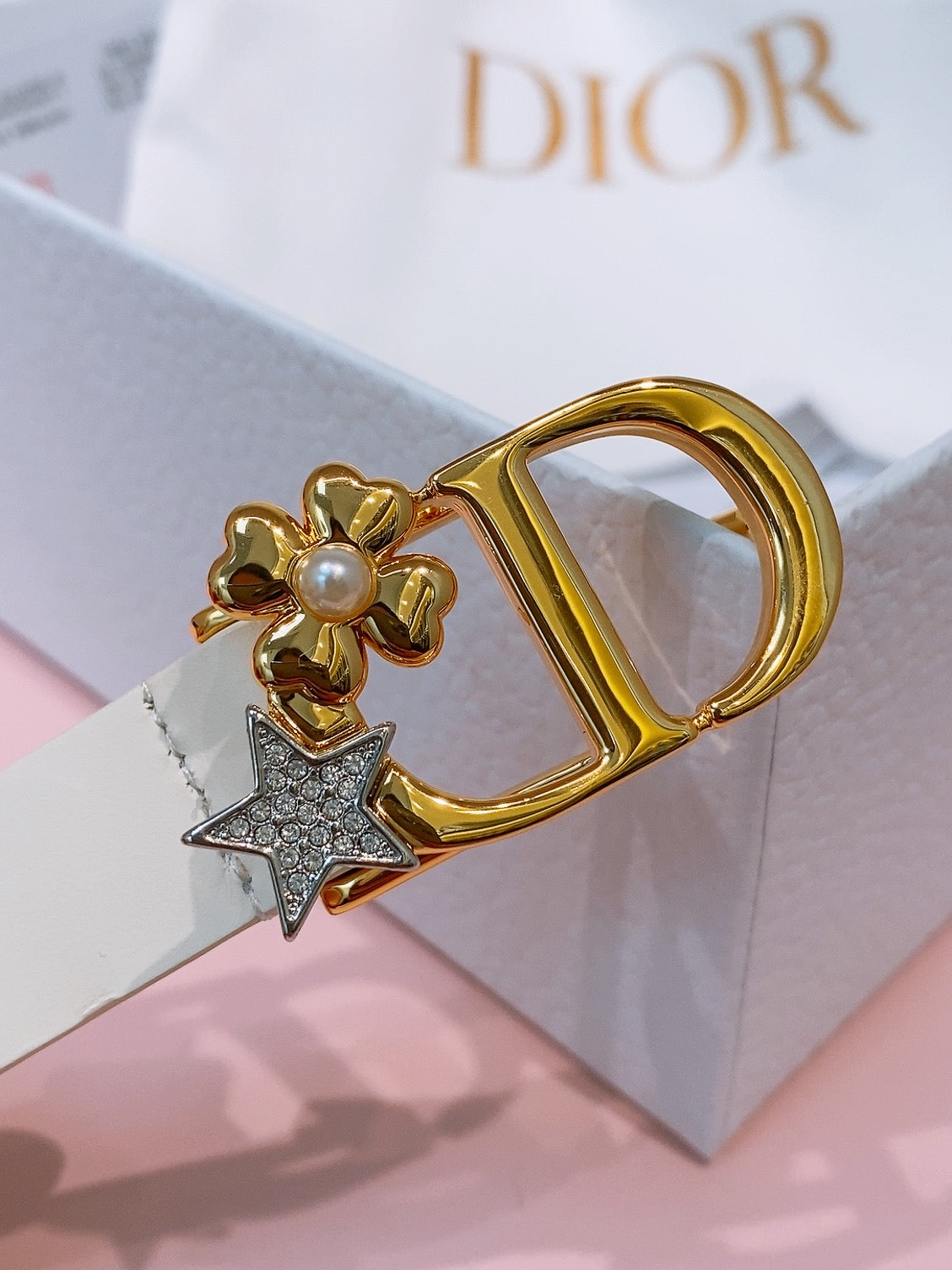 DIOR 26S BELT 20 MM IN CREAM WHITE CALFSKIN 635756