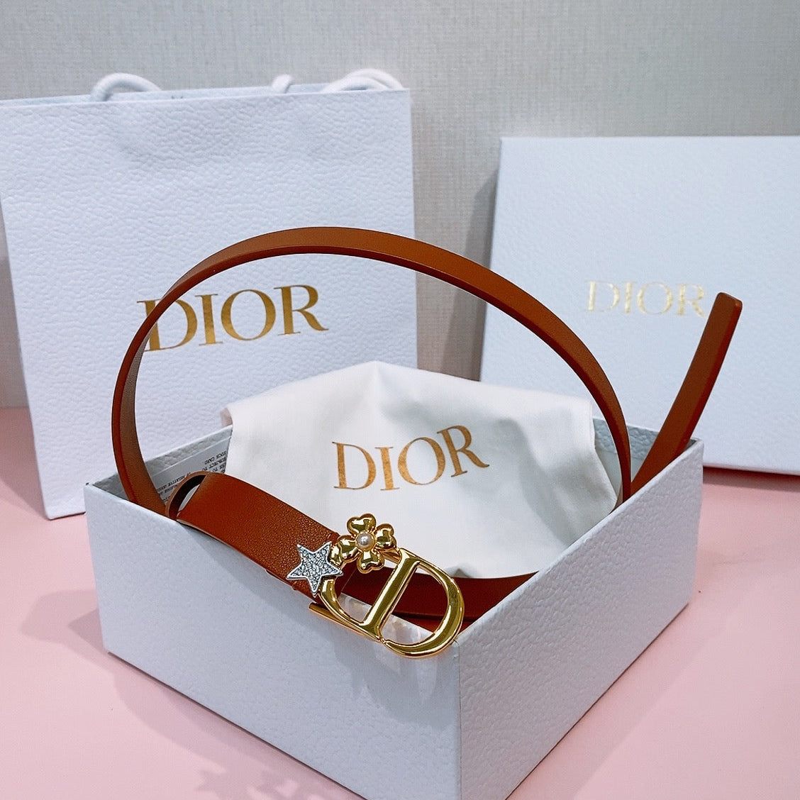 DIOR 26S BELT 20 MM IN BROWN CALFSKIN 635757