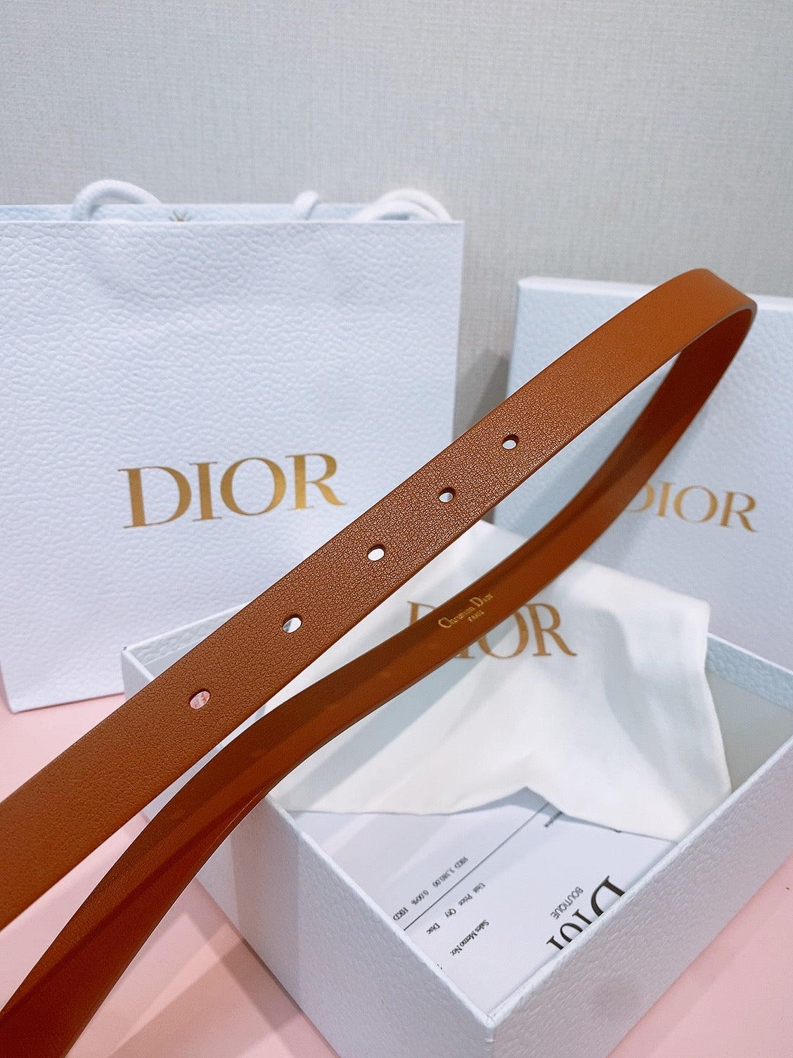DIOR 26S BELT 20 MM IN BROWN CALFSKIN 635757