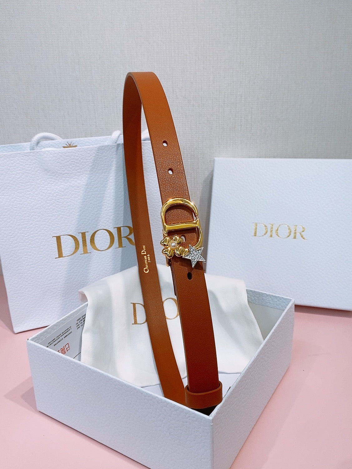 DIOR 26S BELT 20 MM IN BROWN CALFSKIN 635757