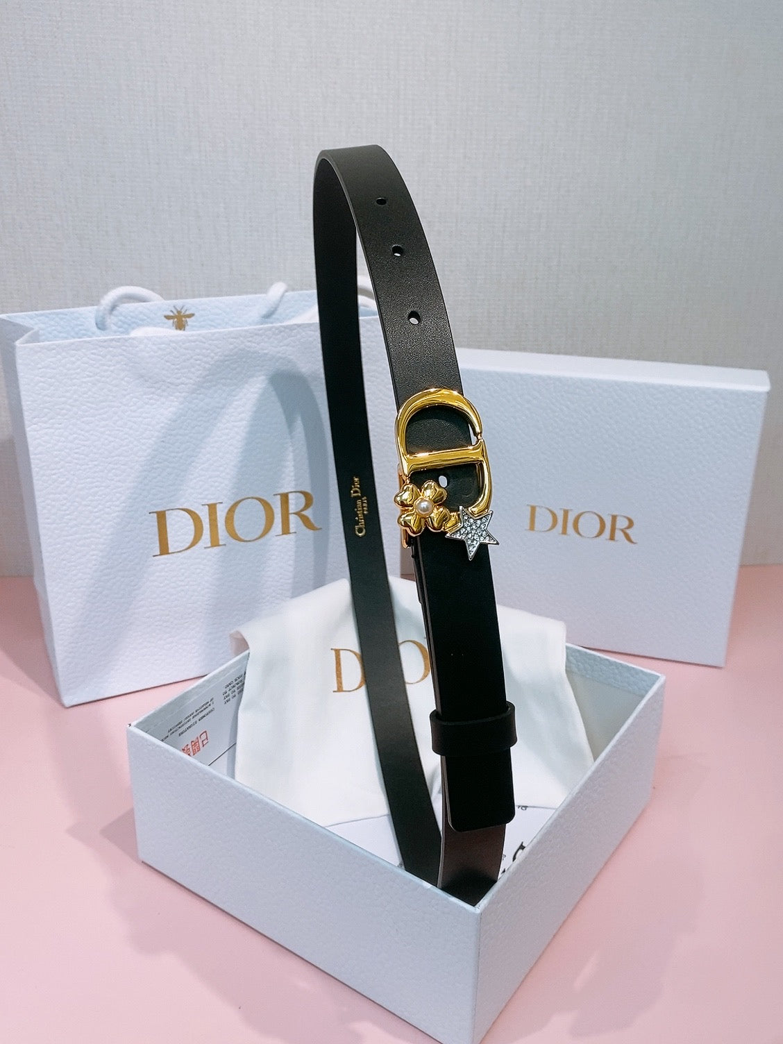 DIOR 26S BELT 20 MM IN BLACK CALFSKIN 635758