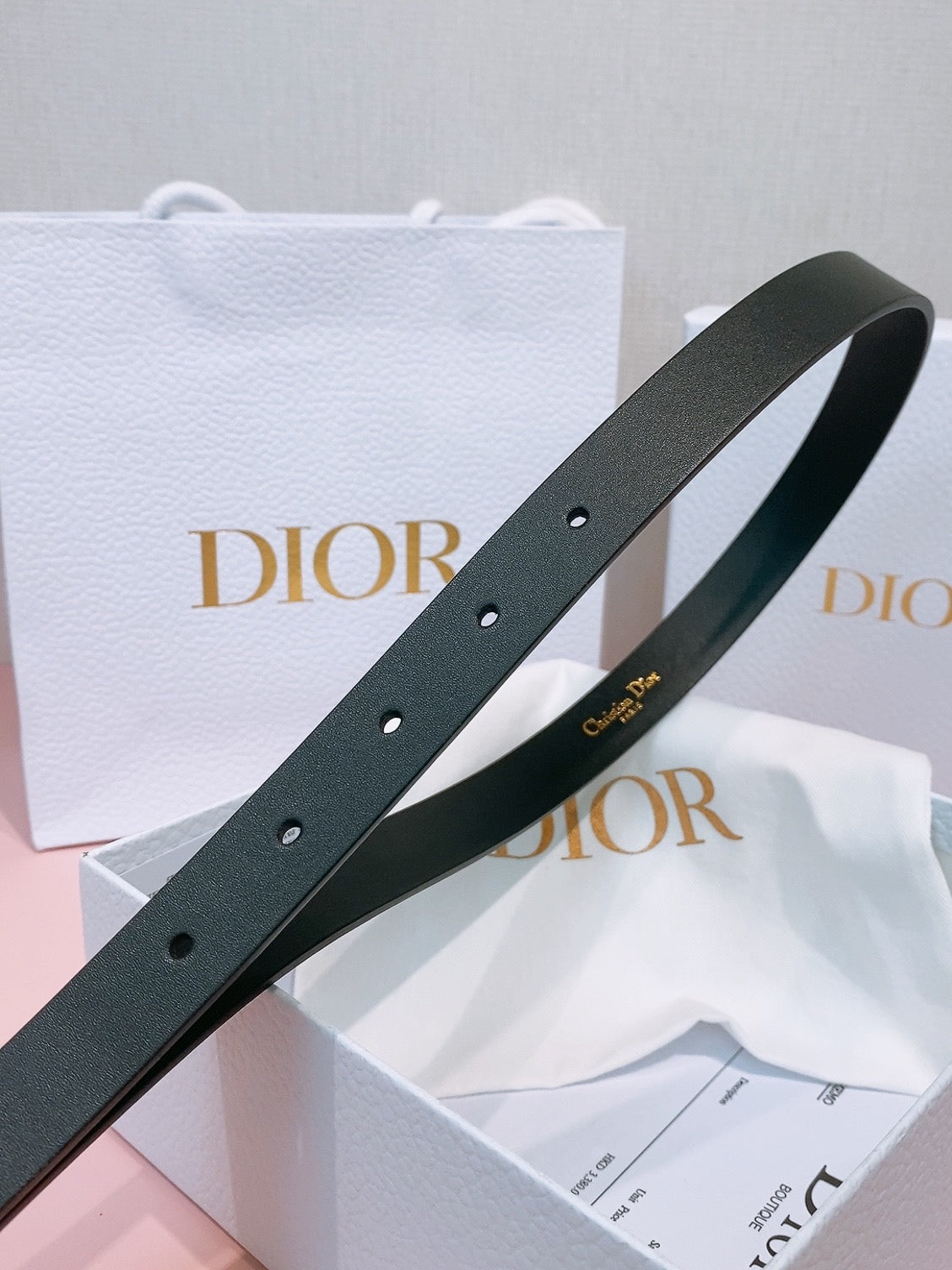 DIOR 26S BELT 20 MM IN BLACK CALFSKIN 635758
