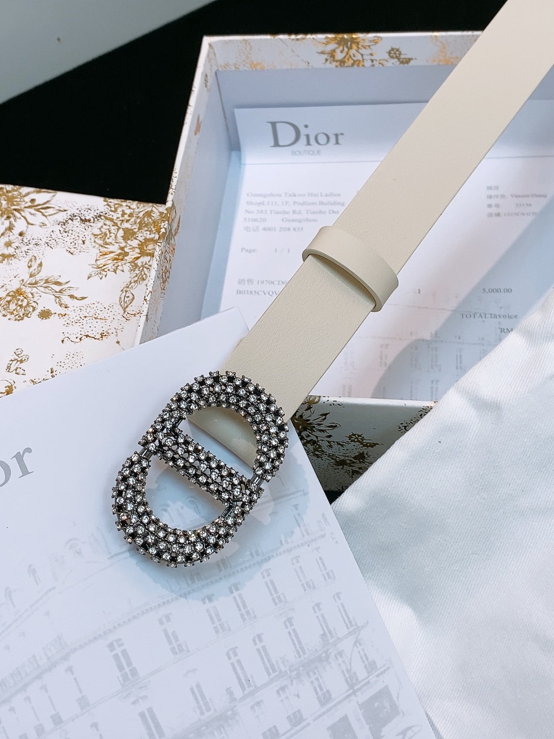 DIOR 26S BELT 25 MM IN WHITE CALFSKIN STYLE 2 643064