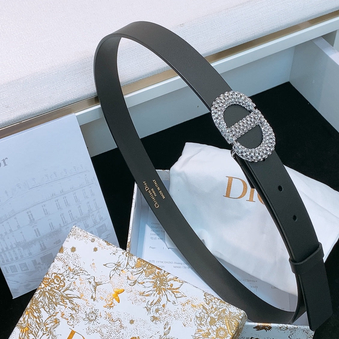 DIOR 26S BELT 25 MM IN BLACK CALFSKIN STYLE 2 643066