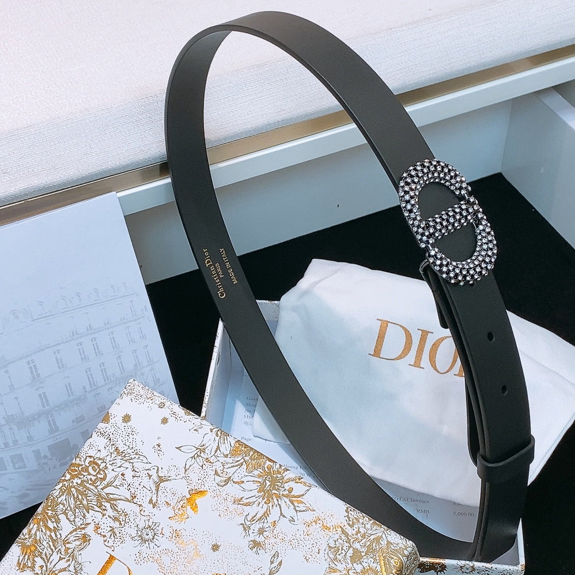 DIOR 26S BELT 25 MM IN BLACK CALFSKIN STYLE 1 643066