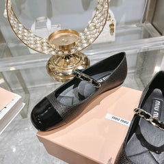 MARY JANE SANDAL CAP TOE BLACK SHEEPSKIN