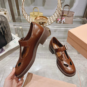 SANDAL CHESTNUT COLOR COWHIDE WITH STYLIZED T-STRING