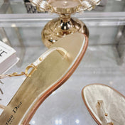 DIORIVIERA C'EST THONG SANDAL GOLD AQUAMARINA CALFSKIN