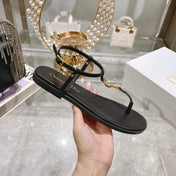 DIORIVIERA C'EST THONG SANDAL BLACK AQUAMARINA CALFSKIN