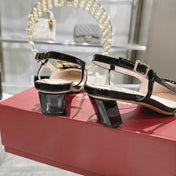 ROGER VIVIER 25S VIVIER SLINGBACK 45MM IN BLACK PLAID PATTERN CANVAS