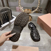 MIUMIU 26S CRYSTAL-EMBROIDERED MULES IN BLACK CALFSKIN