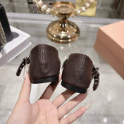 MIUMIU 26S MARY JANE FLATS IN DARK BROWN LAMBSKIN