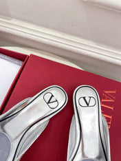 VLogo Bow Mules Women Silk Silver