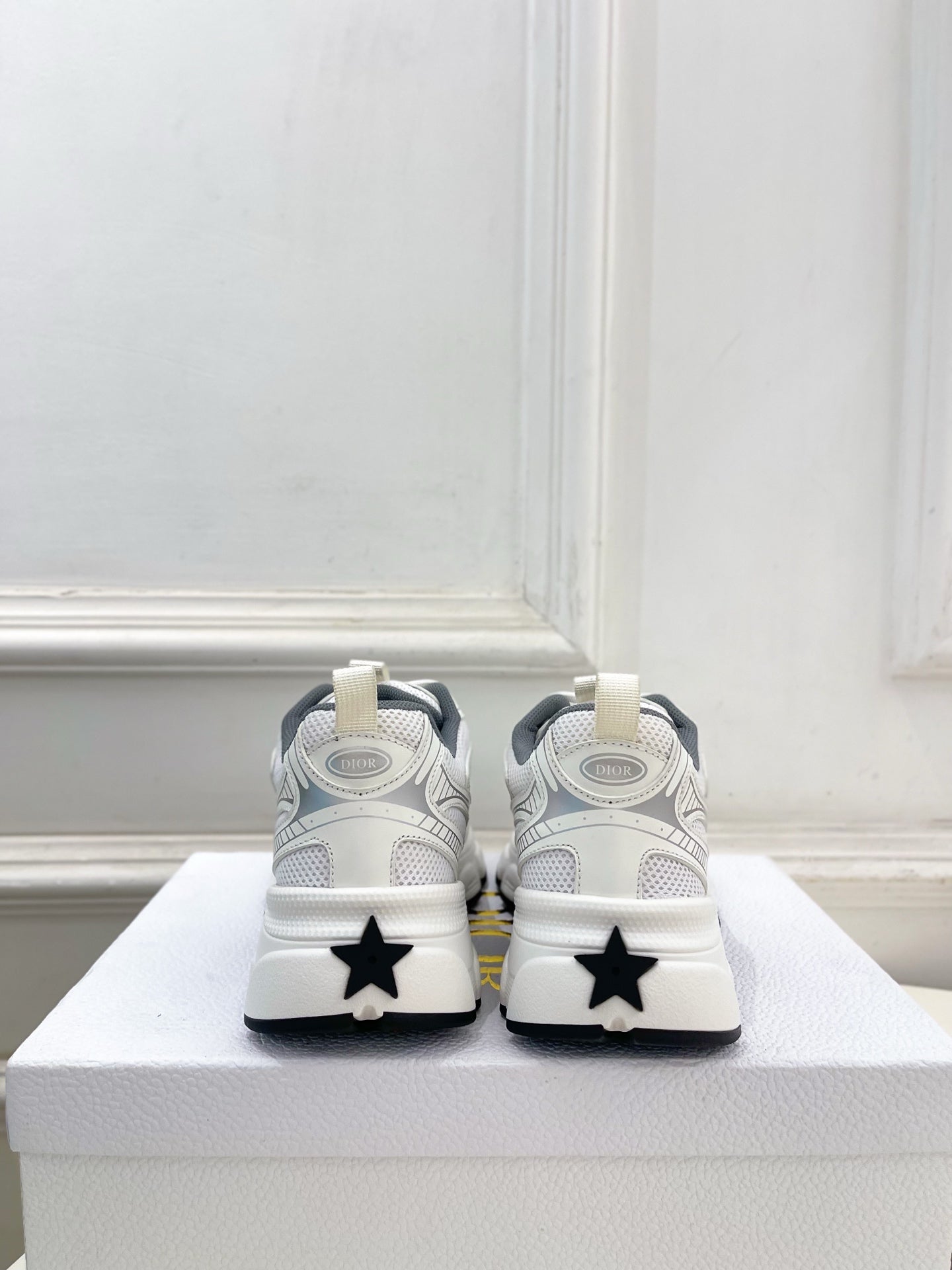 DIOR 26S SNEAKER IN WHITE GREY CALFSKIN AND MESH FABRIC