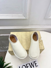 THE ROW 26S SLIP-ON FLATS IN WHITE NAPPA CALFSKIN