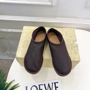 THE ROW 26S SLIP-ON FLATS IN DARK BROWN NAPPA CALFSKIN