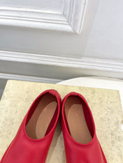 THE ROW 26S SLIP-ON FLATS IN RED NAPPA CALFSKIN
