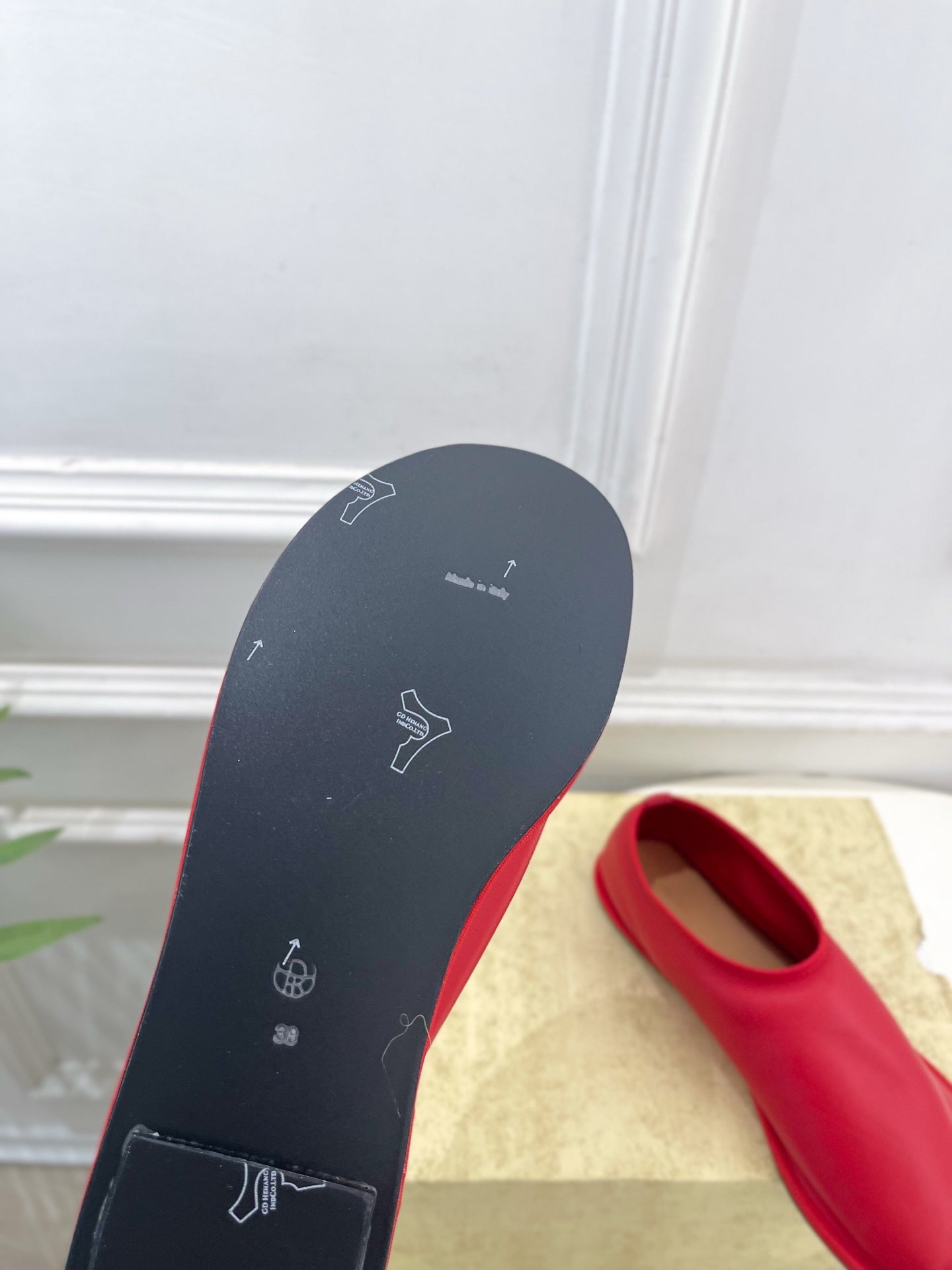 THE ROW 26S SLIP-ON FLATS IN RED NAPPA CALFSKIN