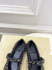 THE ROW 26S ROUND TOE MARY JANE FLATS IN BLACK LEOPARD CALF HAIR