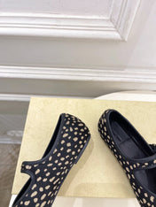 THE ROW 26S ROUND TOE MARY JANE FLATS IN BLACK LEOPARD CALF HAIR