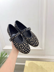 THE ROW 26S ROUND TOE MARY JANE FLATS IN BLACK LEOPARD CALF HAIR