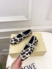 THE ROW 26S ROUND TOE MARY JANE FLATS IN LEOPARD CALF HAIR