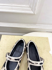 THE ROW 26S ROUND TOE MARY JANE FLATS IN LEOPARD CALF HAIR