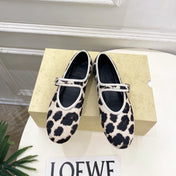 THE ROW 26S ROUND TOE MARY JANE FLATS IN LEOPARD CALF HAIR