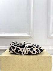 THE ROW 26S ROUND TOE MARY JANE FLATS IN LEOPARD CALF HAIR