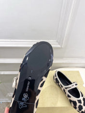 THE ROW 26S ROUND TOE MARY JANE FLATS IN LEOPARD CALF HAIR