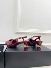 CHANEL 26S POINTED TOE HIGH HEELS 55 MM IN DARK RED PATENT LAMBSKIN
