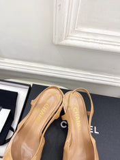 CHANEL 26S POINTED TOE HIGH HEELS 55 MM IN BEIGE PATENT LAMBSKIN