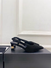 CHANEL 26S POINTED TOE HIGH HEELS 55 MM IN BLACK SUEDE