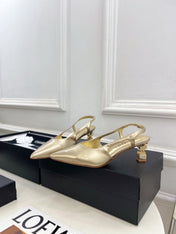 CHANEL 26S POINTED TOE HIGH HEELS 55 MM IN METALLIC GOLD LAMBSKIN