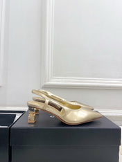 CHANEL 26S POINTED TOE HIGH HEELS 55 MM IN METALLIC GOLD LAMBSKIN