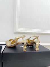 CHANEL 26S POINTED TOE HIGH HEELS 55 MM IN METALLIC GOLD LAMBSKIN